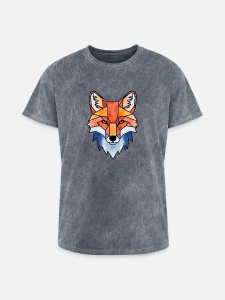 Polygon Fox - Washed Unisex T-Shirt - mineral grey