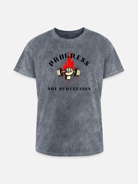 Progress Not Prefection-Motivational fitnes design - Washed Unisex T-Shirt - mineral grey