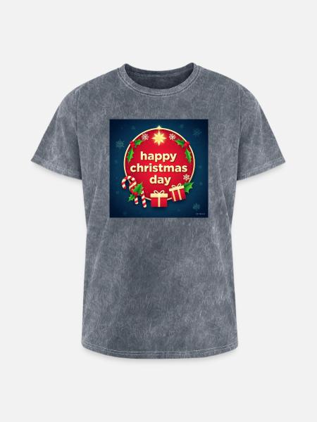 Happy Christmas Day Circle - Washed Unisex T-Shirt - mineral grey