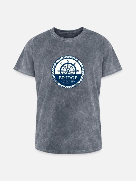 Bridge Crew Nautical Command Badge - Washed Unisex T-Shirt - mineral grey
