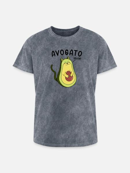 Cheerful Avocado Hugging Seed - Washed Unisex T-Shirt - mineral grey