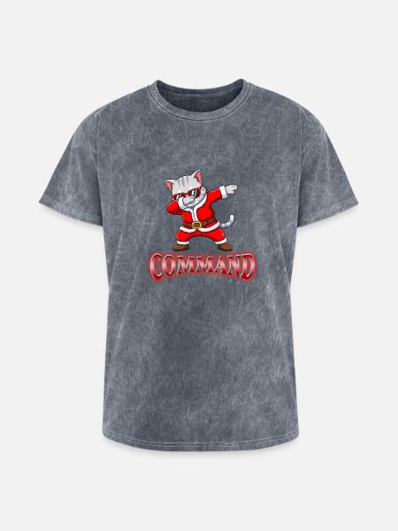 Dabbing Santa Cat Command - Washed Unisex T-Shirt - mineral grey