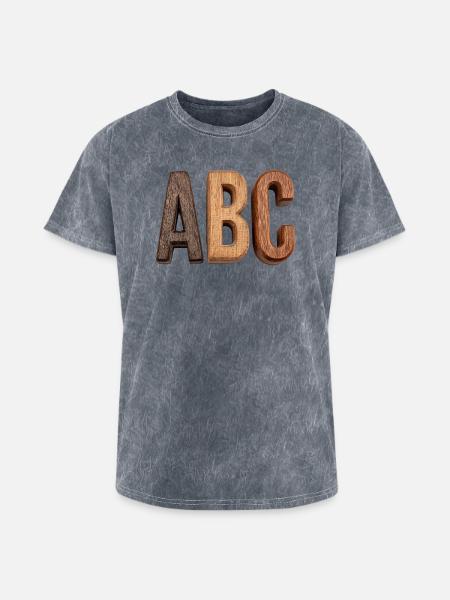 Rustic Wood ABC Letters - Washed Unisex T-Shirt - mineral grey