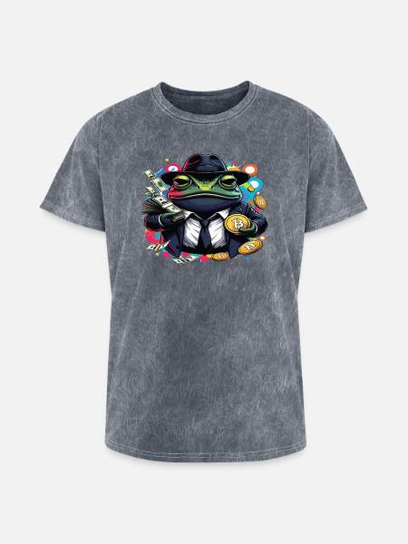 Bitcoin Frog Streetwear Art - Washed Unisex T-Shirt - mineral grey