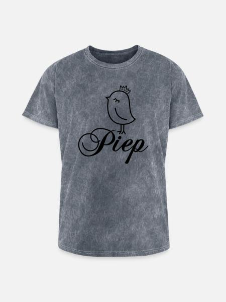 Sparrow With Crown “Piep” - Washed Unisex T-Shirt - mineral grey