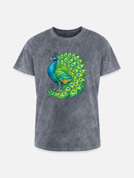 Vivid Peacock Cascade - Washed Unisex T-Shirt - mineral grey