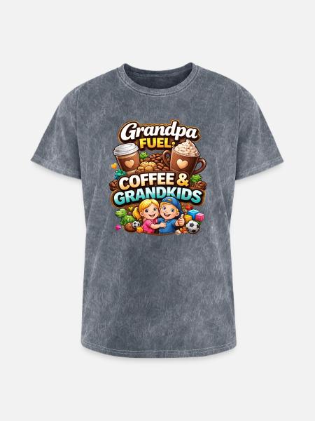 Grandpa Fuel Coffee & Grandkids - Washed Unisex T-Shirt - mineral grey