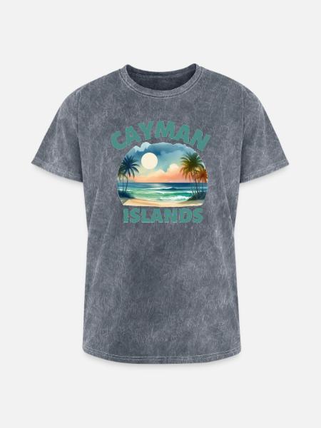 Cayman Islands Sunset Beach - Washed Unisex T-Shirt - mineral grey