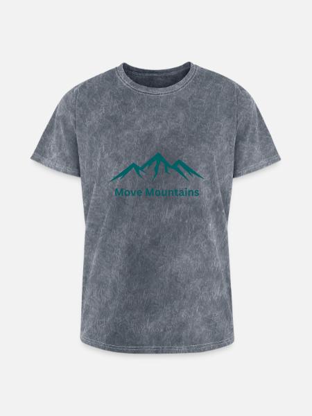 Move Mountains Mountain Crest Logo - Washed Unisex T-Shirt - mineral grey