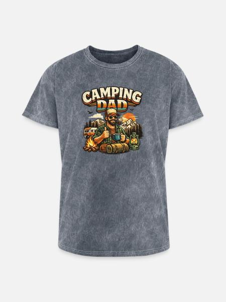 Camping Dad at Sunset Campfire - Washed Unisex T-Shirt - mineral grey