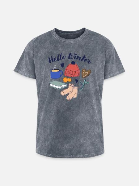 Hello Winter Cozy Essentials - Washed Unisex T-Shirt - mineral grey