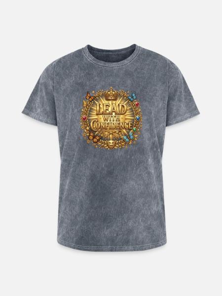 Lead with Confidence Golden Emblem - Washed Unisex T-Shirt - mineral grey