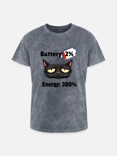 Battery 2% energyn300% - Washed Unisex T-Shirt - mineral grey