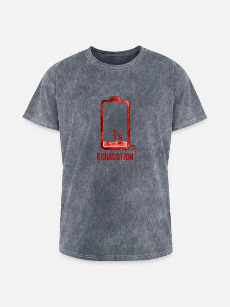 1% Exhaustion Battery Art - Washed Unisex T-Shirt - mineral grey