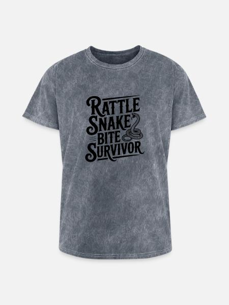 Rattle Snake Bite Survivor - Washed Unisex T-Shirt - mineral grey