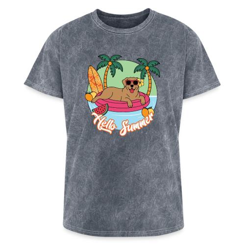 Hello Summer Golden Retriever Fun - Washed Unisex T-Shirt