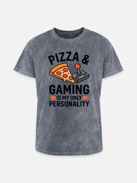 Pizza Arcade Pixel Joy - Washed Unisex T-Shirt - mineral grey
