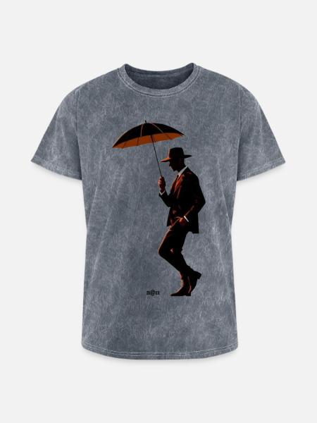 Noir Gentleman Umbrella Silhouette - Washed Unisex T-Shirt - mineral grey