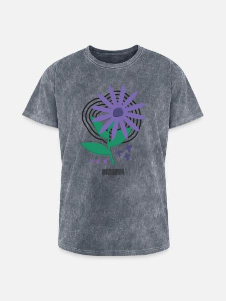 Bloom Code – Risograph Flower Art - Washed Unisex T-Shirt - mineral grey