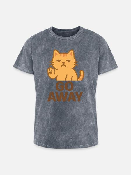 Grumpy Cat Go Away Cartoon - Washed Unisex T-Shirt - mineral grey