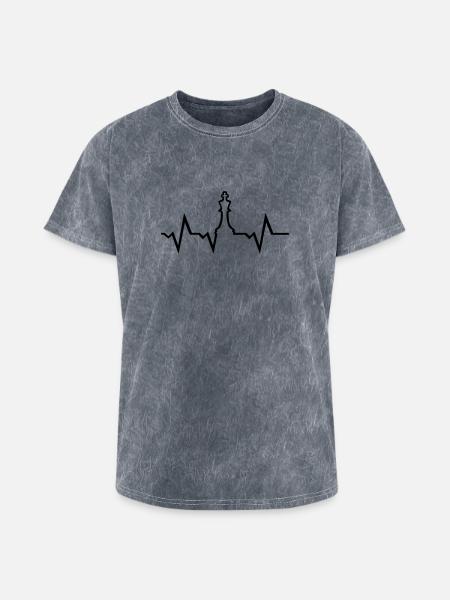 Chess Heartbeat - Washed Unisex T-Shirt - mineral grey
