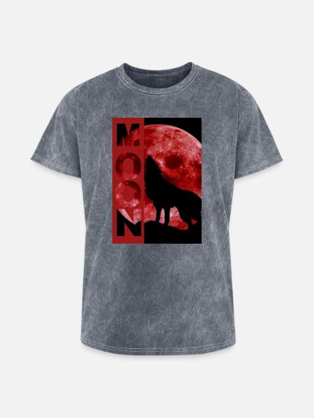 Moonlit Wolf Howl Silhouette - Washed Unisex T-Shirt - mineral grey