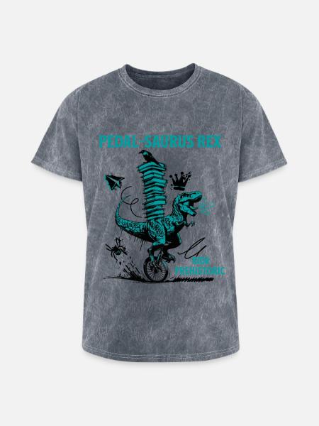 Pedal-Saurus Rex – Ride Prehistoric - Washed Unisex T-Shirt - mineral grey