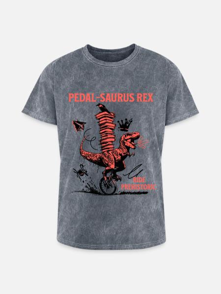 Pedal-Saurus Rex – Ride Prehistoric - Washed Unisex T-Shirt - mineral grey