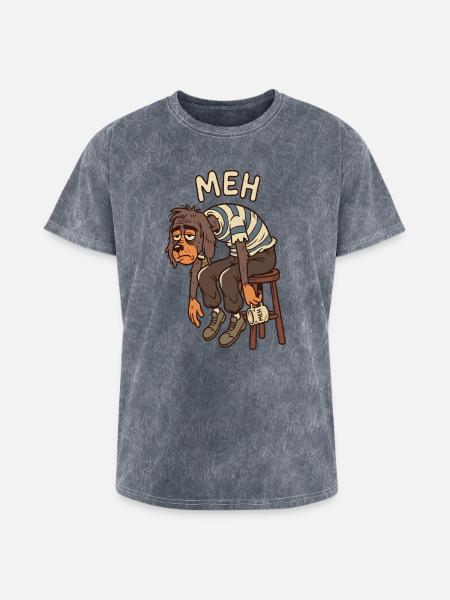Meh Dog Striped Sweater - Washed Unisex T-Shirt - mineral grey