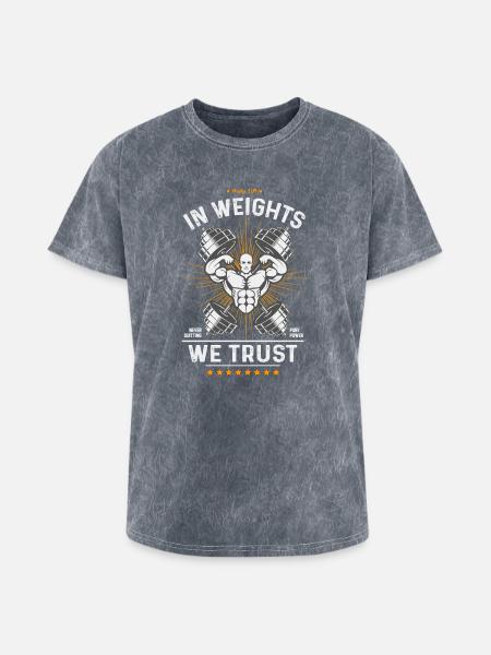 Weights We Trust Gym Emblem - Washed Unisex T-Shirt - mineral grey