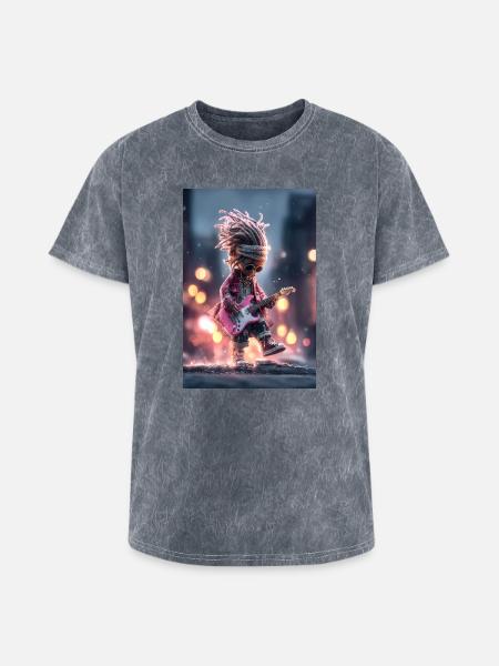 Dreaded Rockstar Pink Guitar - Washed Unisex T-Shirt - mineral grey