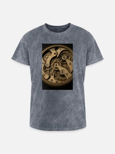 Bronze Clockwork Gears - Washed Unisex T-Shirt - mineral grey