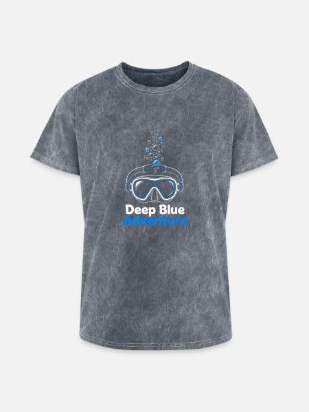 Deep Blue Adventure Dive Mask - Washed Unisex T-Shirt - mineral grey