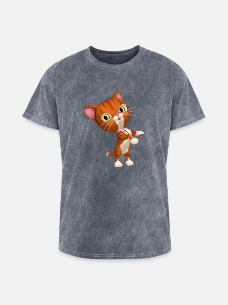Orange Tabby Cat - Washed Unisex T-Shirt - mineral grey