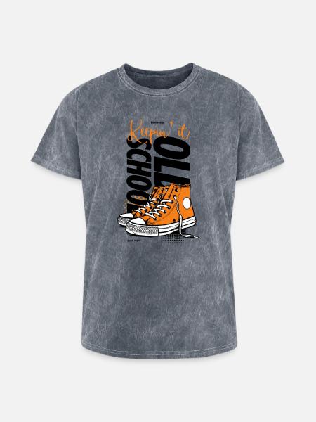 Vibrant Orange Sneakers Illustration - Washed Unisex T-Shirt - mineral grey