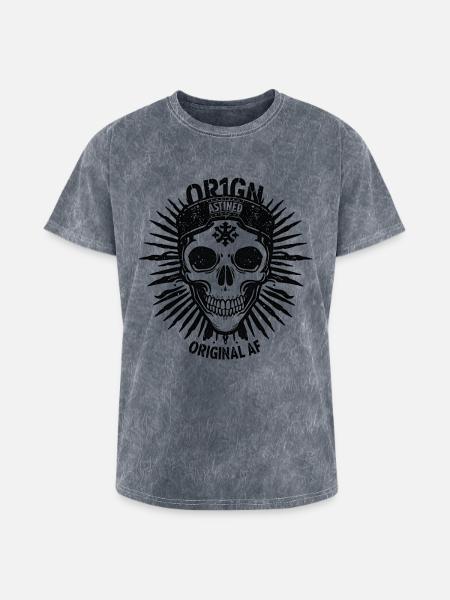 Dark Sunburst Skull Emblem - Washed Unisex T-Shirt - mineral grey