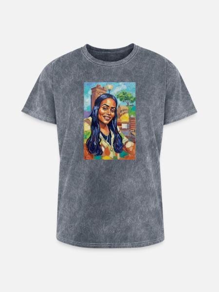 Bluehair City Portrait - Washed Unisex T-Shirt - mineral grey