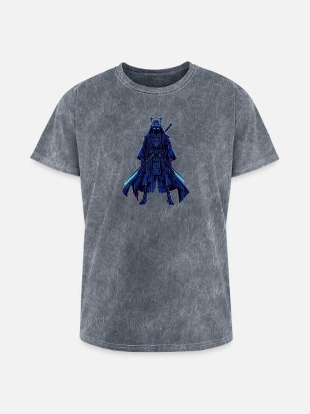 Neon Dread Samurai - Washed Unisex T-Shirt - mineral grey