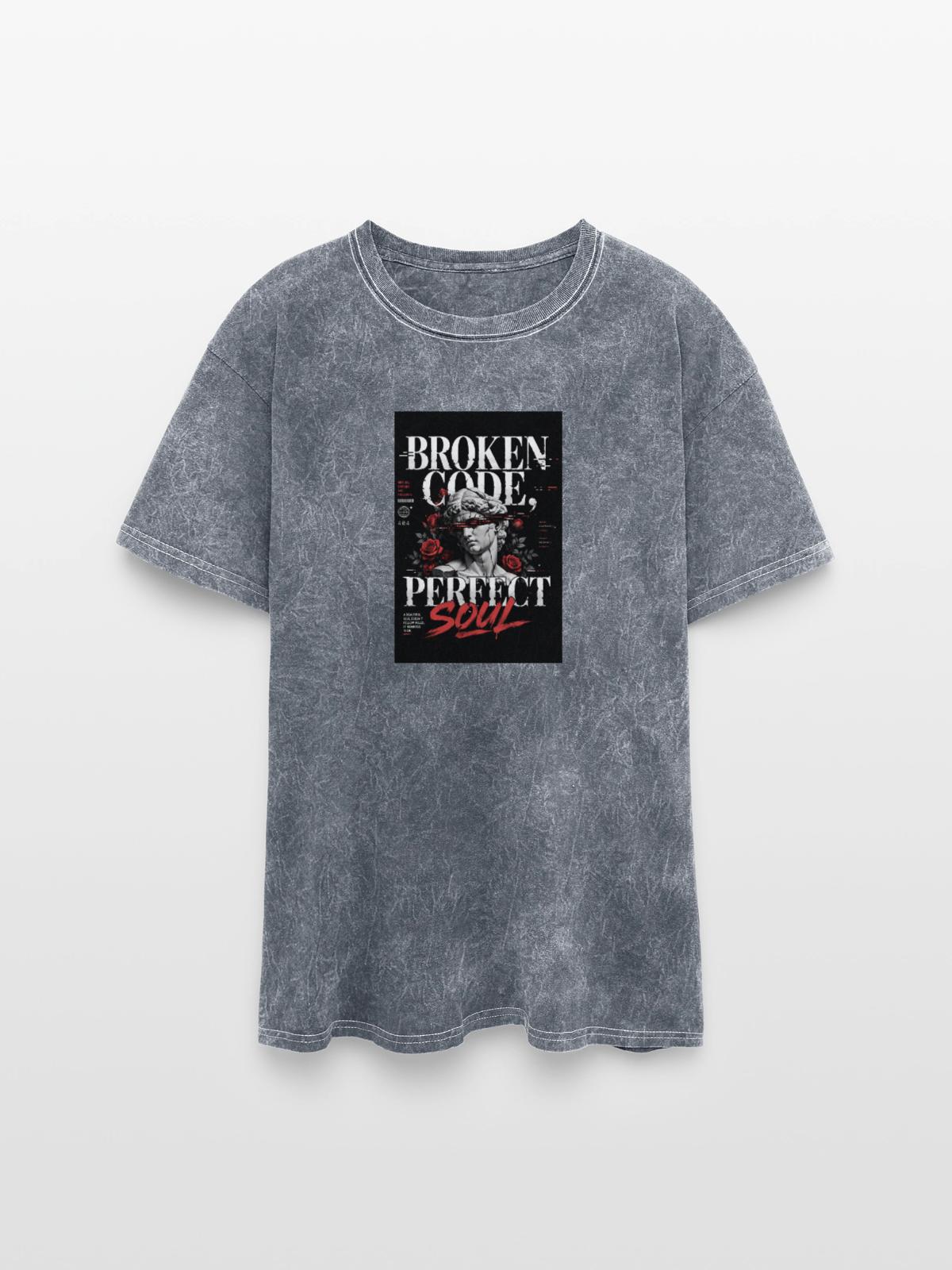Broken Code, Perfect Soul - Washed Unisex T-Shirt - mineral grey - Front