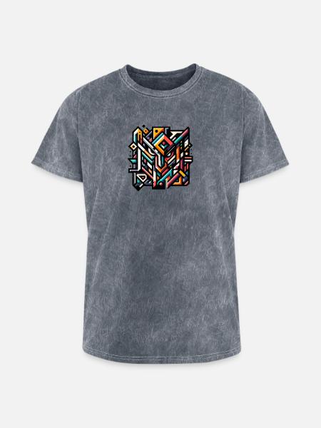 Abstract Geometric Tech Art - Washed Unisex T-Shirt - mineral grey