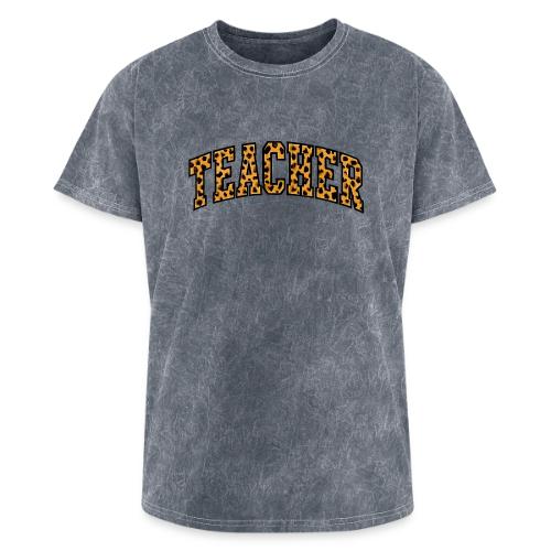 Leopard Print Teacher Typography - Washed Unisex T-Shirt