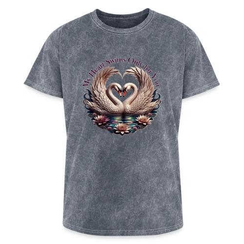 My Heart Swims Only for You Swan Heart T-Shirt - Washed Unisex T-Shirt