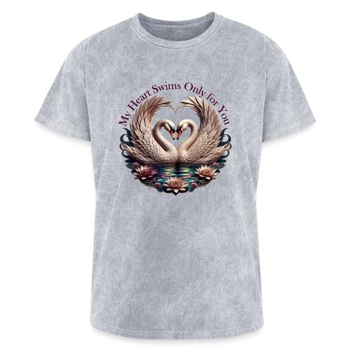 My Heart Swims Only for You Swan Heart T-Shirt - Washed Unisex T-Shirt