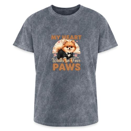 My Heart Walks on Four Paws – Pomeranian tee - Washed Unisex T-Shirt