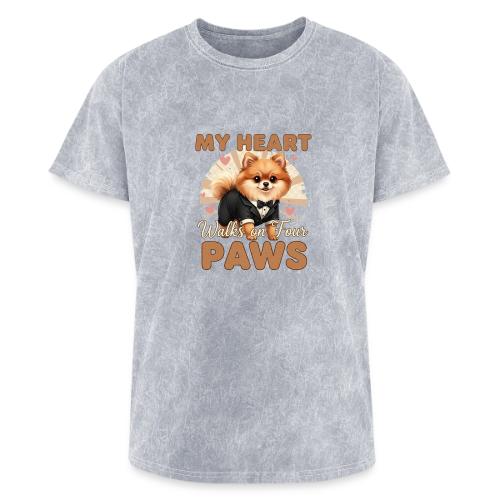 My Heart Walks on Four Paws – Pomeranian tee - Washed Unisex T-Shirt