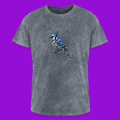 Silver Blue Jay on Perch + Flight Stages 2-print - Washed Unisex T-Shirt