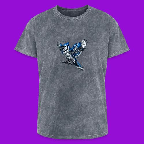 Silver Blue Jay Open Wing Perch - Washed Unisex T-Shirt