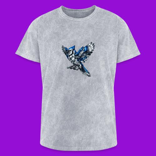 Silver Blue Jay Open Wing Perch - Washed Unisex T-Shirt