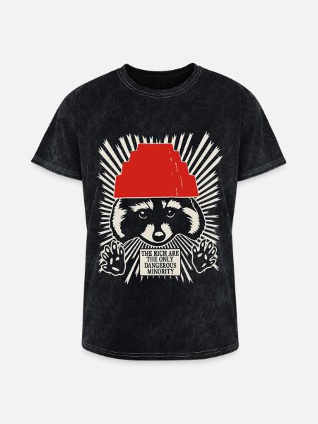 Raccoon DEVO Hat Poster – Bold Political Art Print - Washed Unisex T-Shirt - mineral black