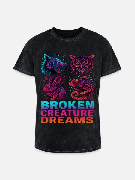 Bizarre Abstract Animals Broken Creatures - Washed Unisex T-Shirt - mineral black